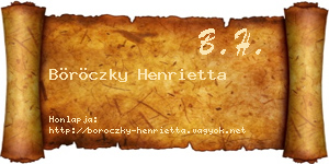 Böröczky Henrietta névjegykártya